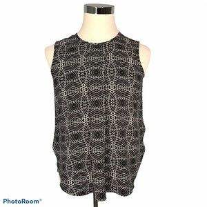Vince Camuto Women’s Blouse M Medium Black White Geometric Print